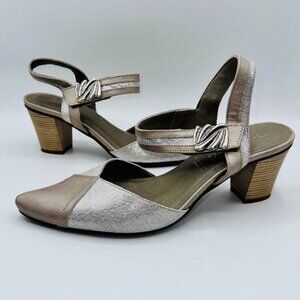 DORKING by Fluchos Silver Genuine Leather Heels Shoes Made in Spain